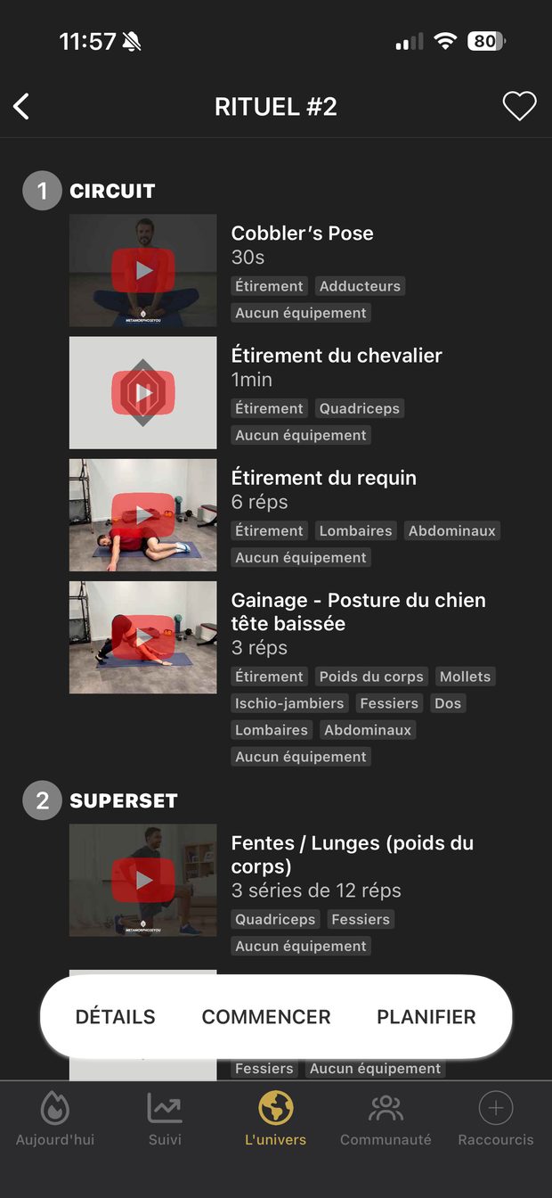 Détail d'une séance Rituel