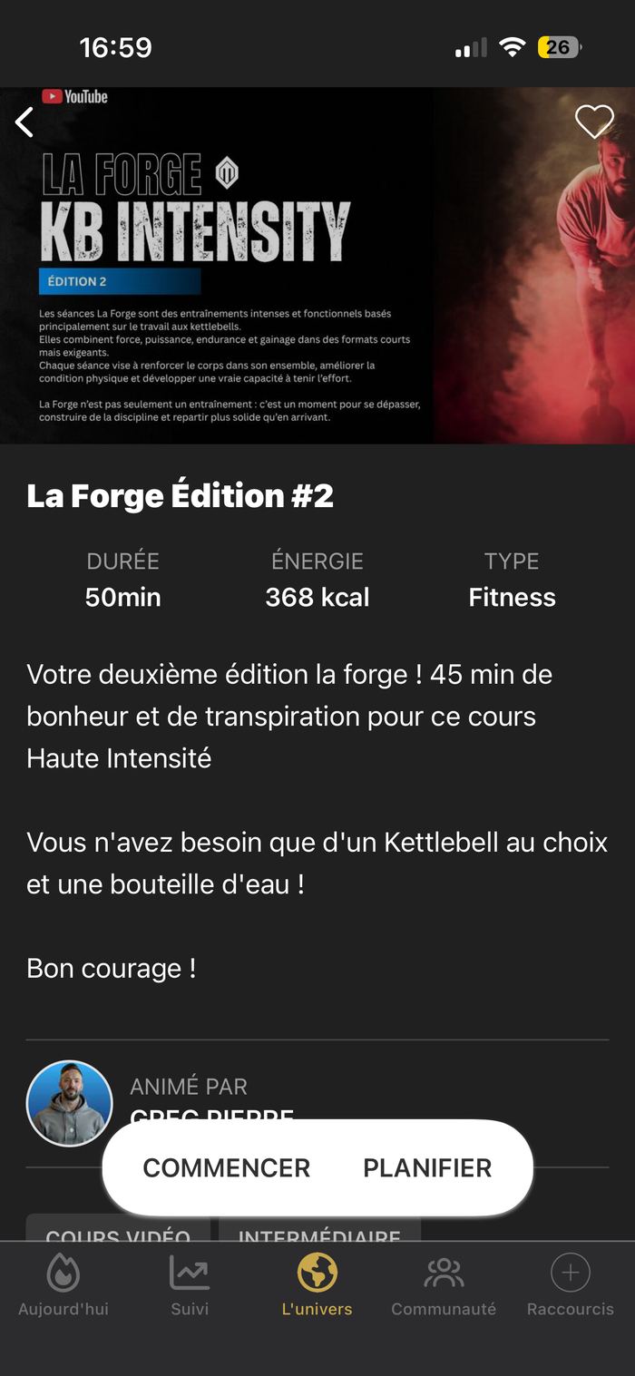 Cours filmé La Forge, tourné au Temple